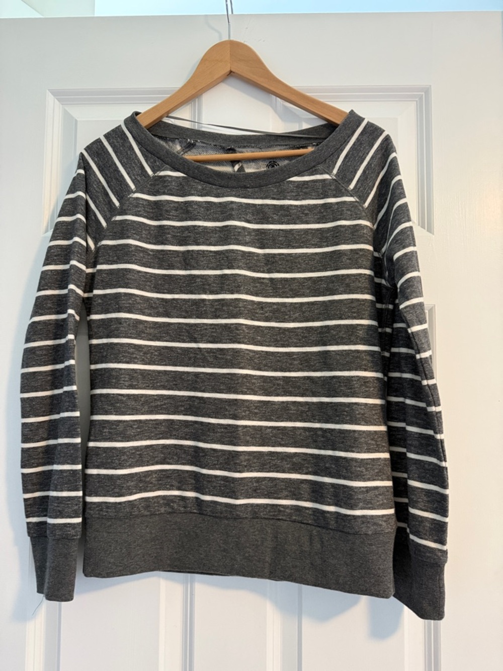 Element Women's Gray and White Striped Crewneck Sweater